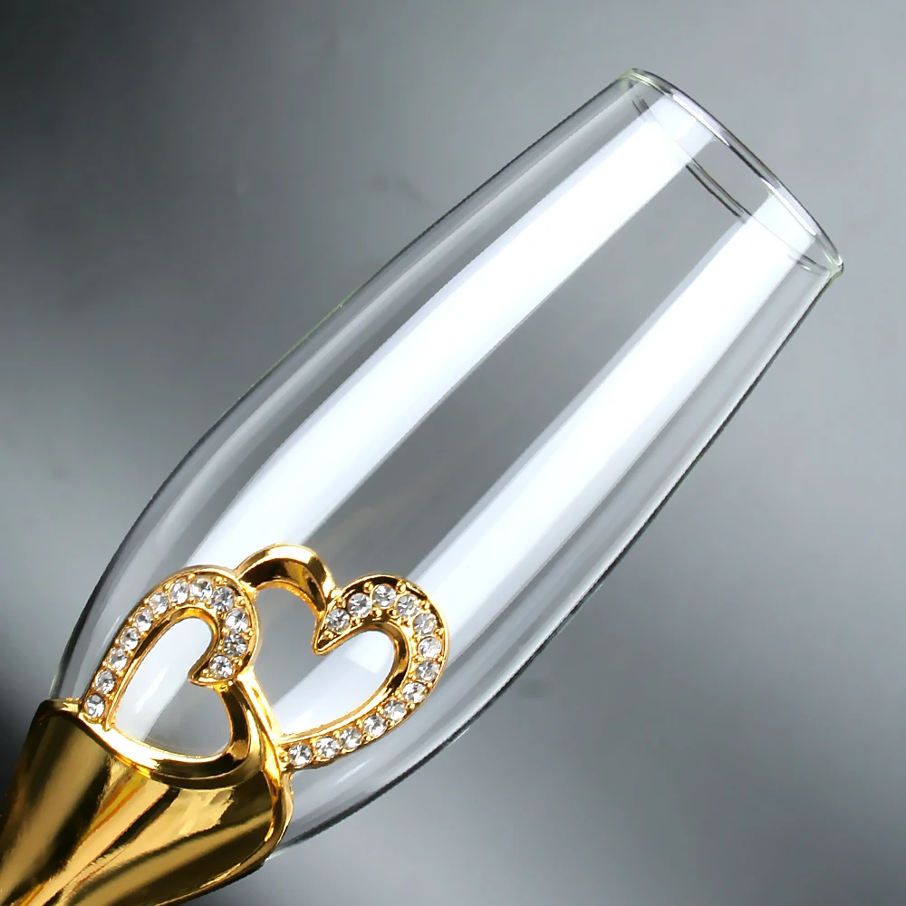2PCS/Set Gold Wedding Champagne Toasting Glasss For Bird And Groom Party Dessert Glass Gift For Marriage Couple Cake Table Decor