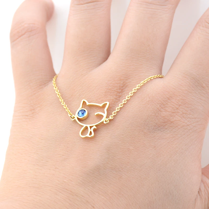 Браслет-цепочка для женщин серебристый с изображением кошки летнее ювелирное