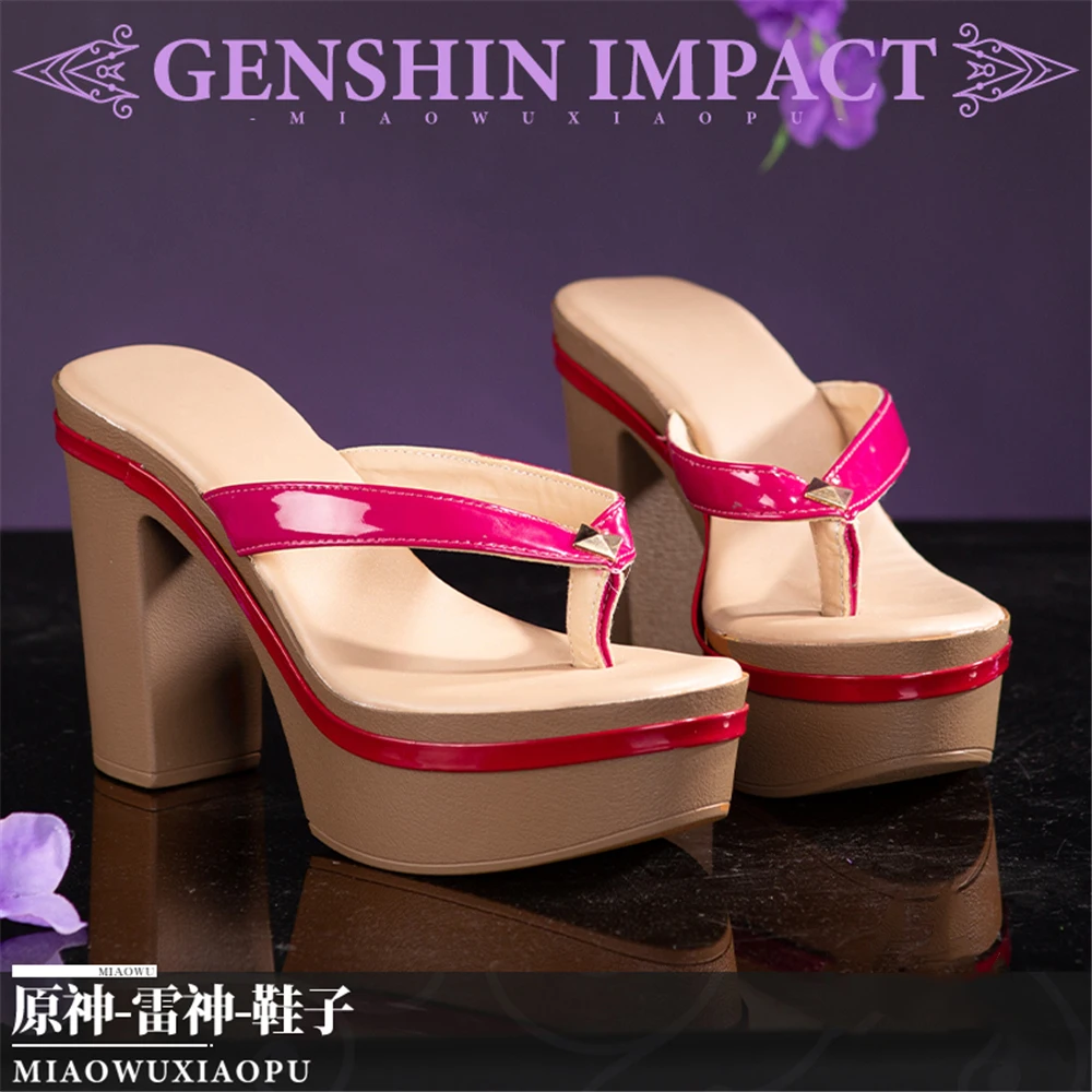 Genshin-zapatos de Cosplay para hombre y mujer, zapatillas de Anime de gran tamaño, de impacto, Raiden, Shogun, Baal, 35-43