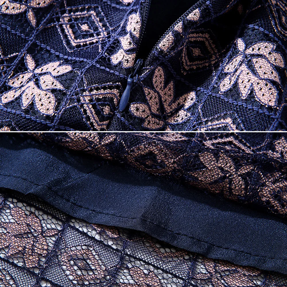 

Banulin High Quality 2020 Spring Runway Emboridery Party Dress Women Half Sleeve Vintage Floral Lace Office Work Dress Vestidos