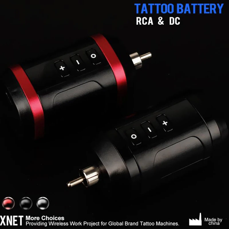 

Black/Red Ambition Wireless Tattoo Power Supply Battery AUDIO Interface Use For Pen Tattoo Power Supply Adpater