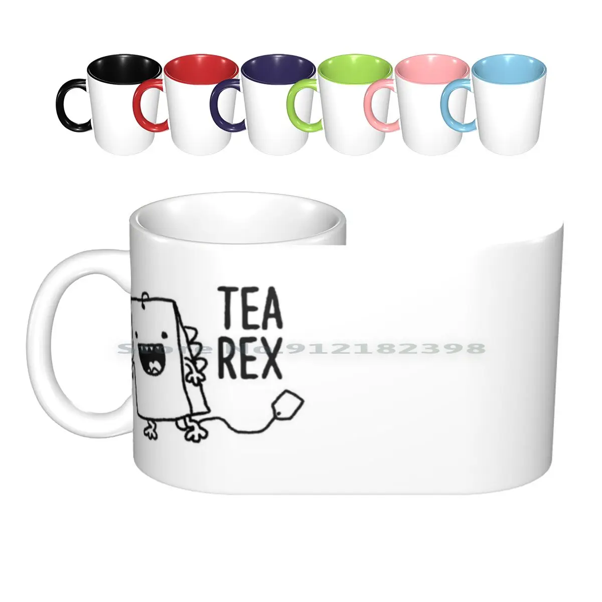 

Tea Rex Tea Bag Funny Pun Cartoon Ceramic Mugs Coffee Cups Milk Tea Mug Funny Cute Humor Humorous Pun Cute Pun Pun Cartoon