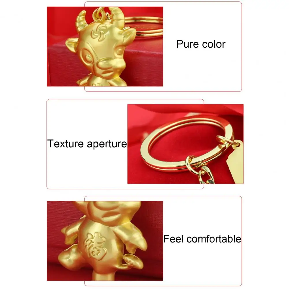 

Key Ring Cute Unique Golden Key Chain Cattle Pendants for Present