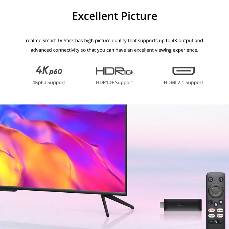 ТВ-флешка realme 4K 2 + 8 Гб ARM Cortex A53 Bluetooth 5 0 HDMI 1 | Электроника