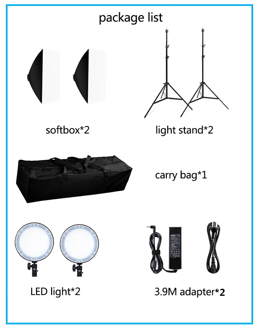 

Selens 2PCS Studio Photography Softbox LED Light Kit With Inches Softboxes 45W Bi-color Temperature With Light Stand Carry Bag