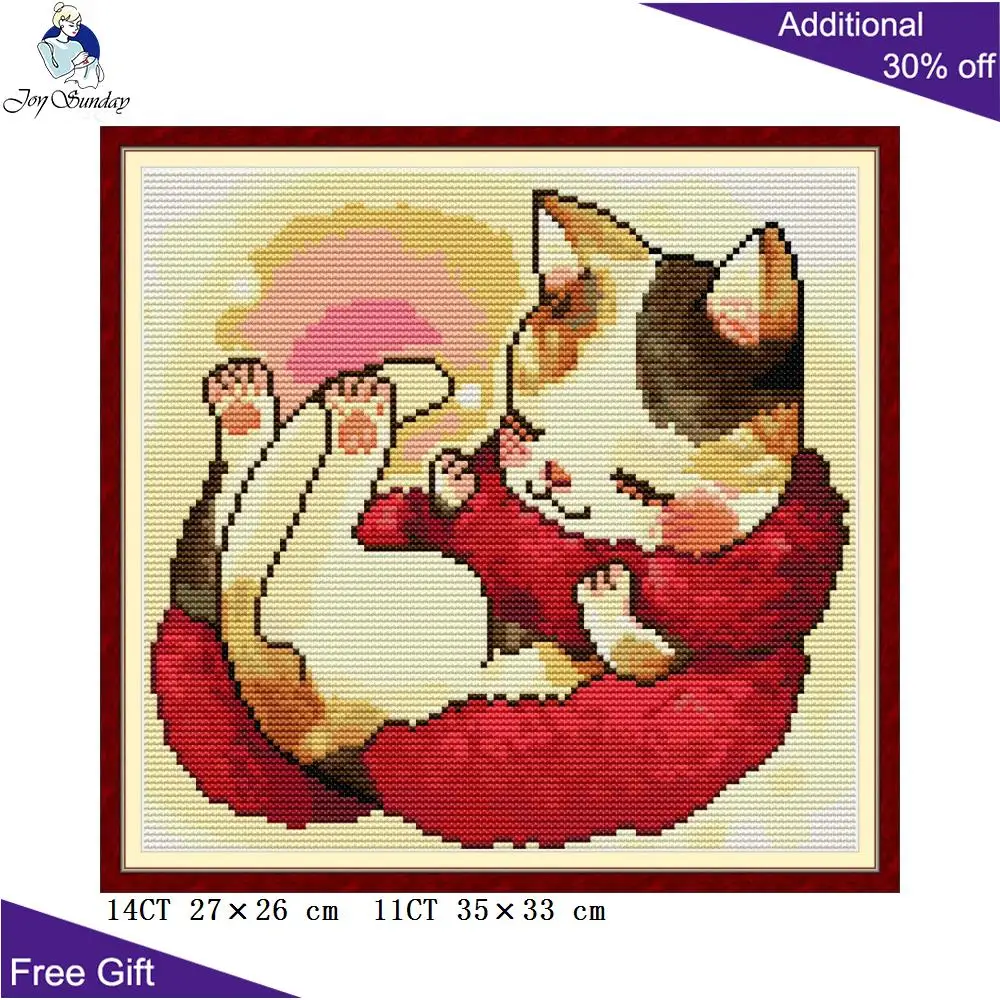 Joy Sunday спальный детский Кот DA393 14CT 11CT штампованный и Счетный домашний декор кошка