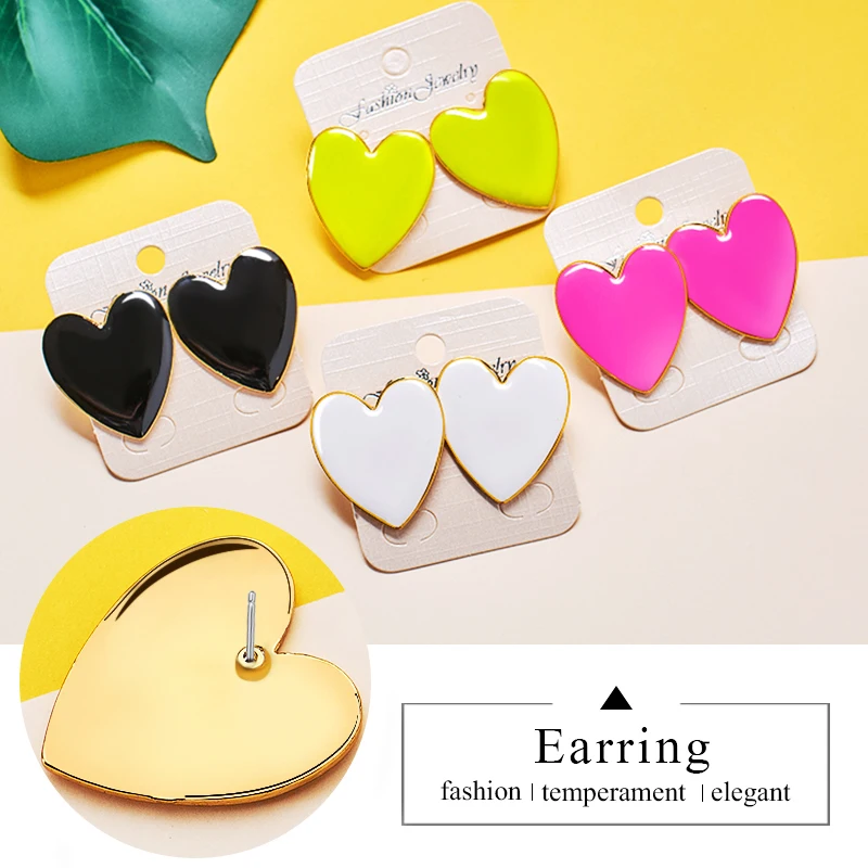 Женские серьги гвоздики с эмалью H:HYDE черные белые розовые желтые в Корейском