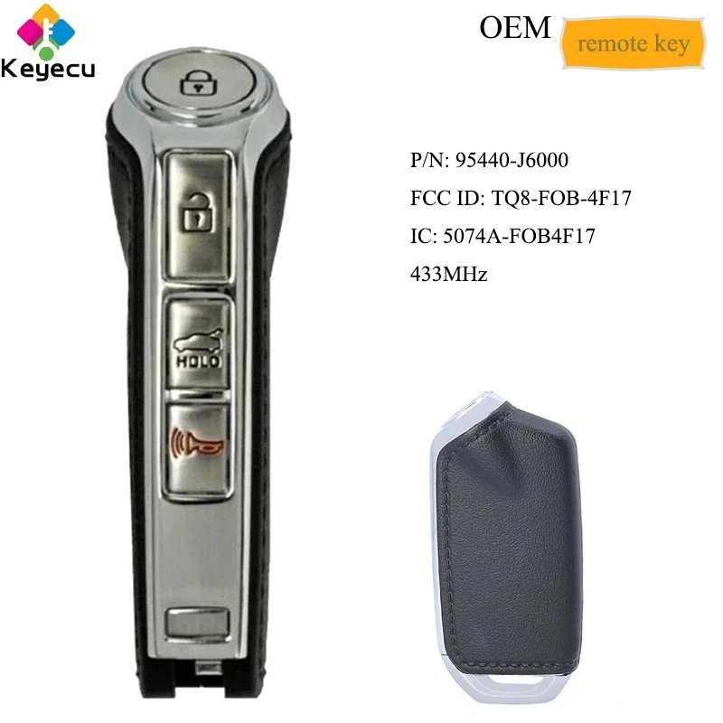 

KEYECU OEM Smart Remote Car Key With 4 Buttons 433MHz - FOB for Kia K900 2018 2019 2020 P/N: 95440-J6000 FCC ID: TQ8-FOB-4F17