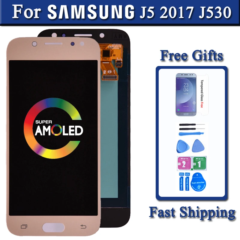 Супер Amoled для Samsung Galaxy J5 2017 J530 J530F ЖК дисплей сенсорный экран дигитайзер сборка Pro