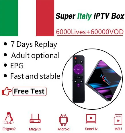 H96MAX Android 9,0 RK3318 ТВ приставка+ супер iptv Италия Германия Albanian Европа Великобритания для взрослых IP tv m3u 4K HD 4G64G двойной Wifi приставка