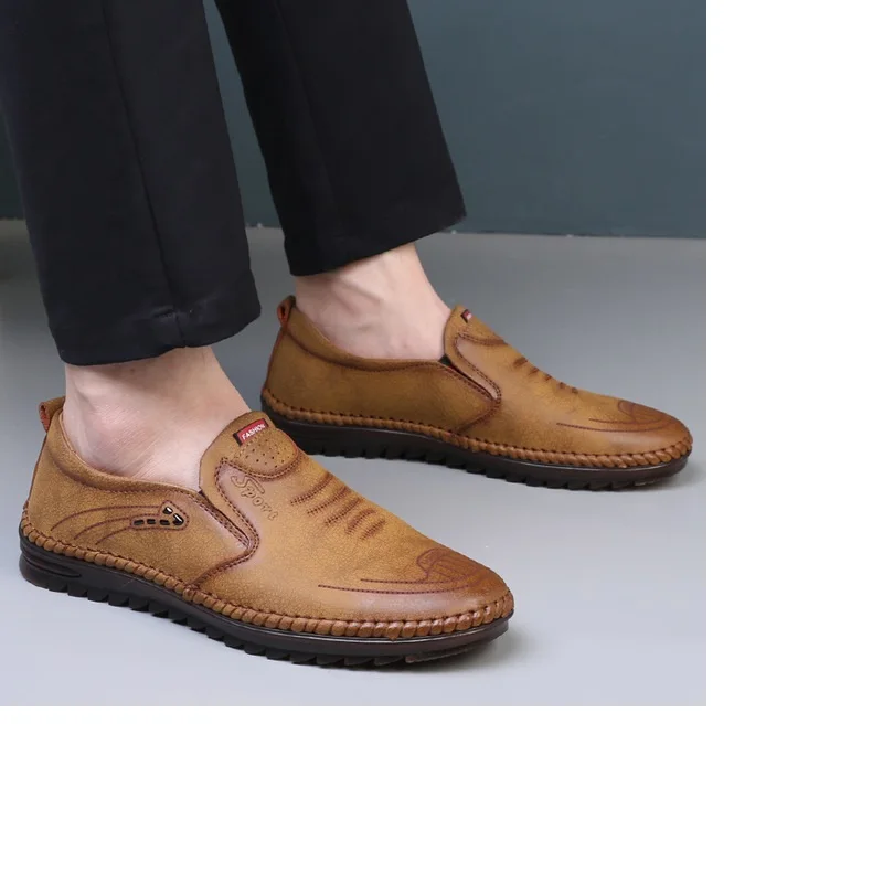 

Explosive Casual Sports Shoes Men's 2021 Summer New White Running Shoes Soft Surface Handmade Breathable Driving Men's Shoes