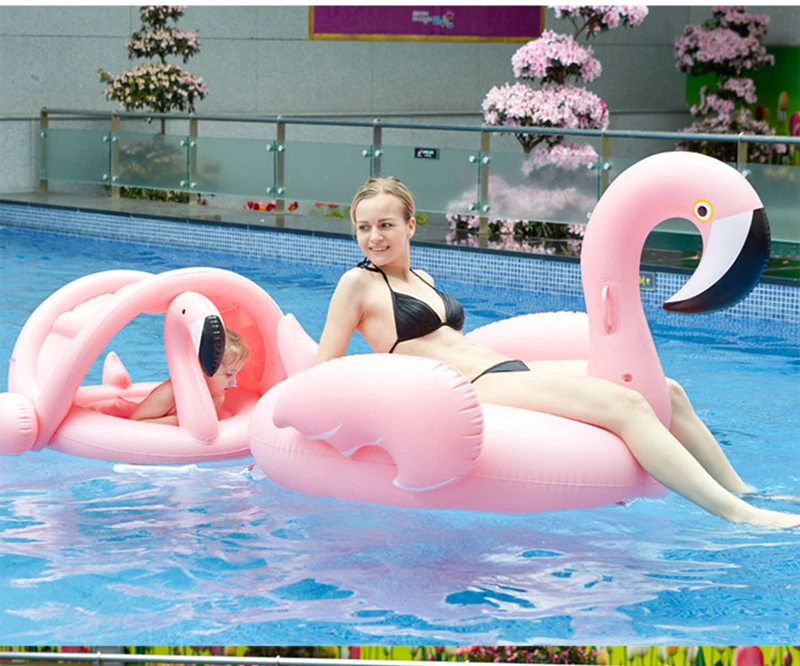 Надувной бассейн Фламинго поплавок для мамы и ребенка тени детей фламинго