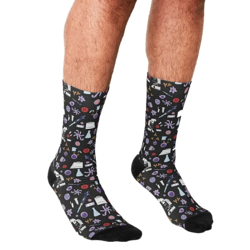 

2021 смешные мужские носки harajuku научно-носки с принтом Happy в стиле хип-хоп для мужчин носки для девочек Новинка скейтборд с круглым Повседневн...