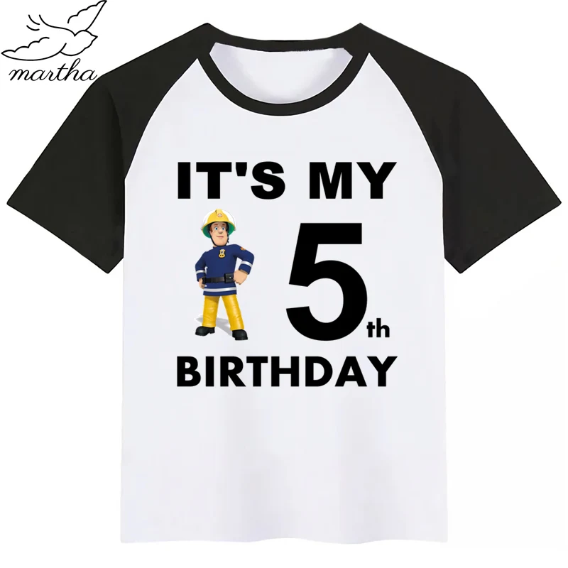 С Днем Рождения Number1 9Cartoon с рисунками из мультфильма Пожарный Сэм Детская одежда