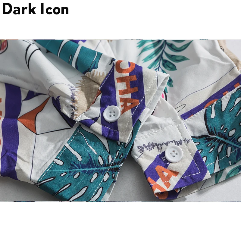 Dark Icon гавайская Стильная мужская рубашка с принтом для мужчин осень 2019 отложным
