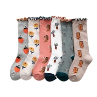 autumn and winter new korean cartoon graffiti childrens tube socks cute boys and girls fashion lace baby pile socks