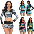 Женский купальник с длинным рукавом, топ для серфинга и бега в стиле ретро