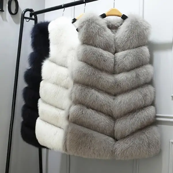 Clobee 2020 Winter Women's Faux Fur Coat Artificial Vest Furry Vests Femme Jackets Plus Size Warm Fake Gilet Z3 | Женская одежда