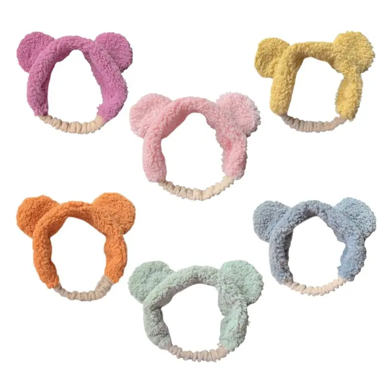 Женская бархатная Теплая повязка на голову с медвежьими ушками карамельных