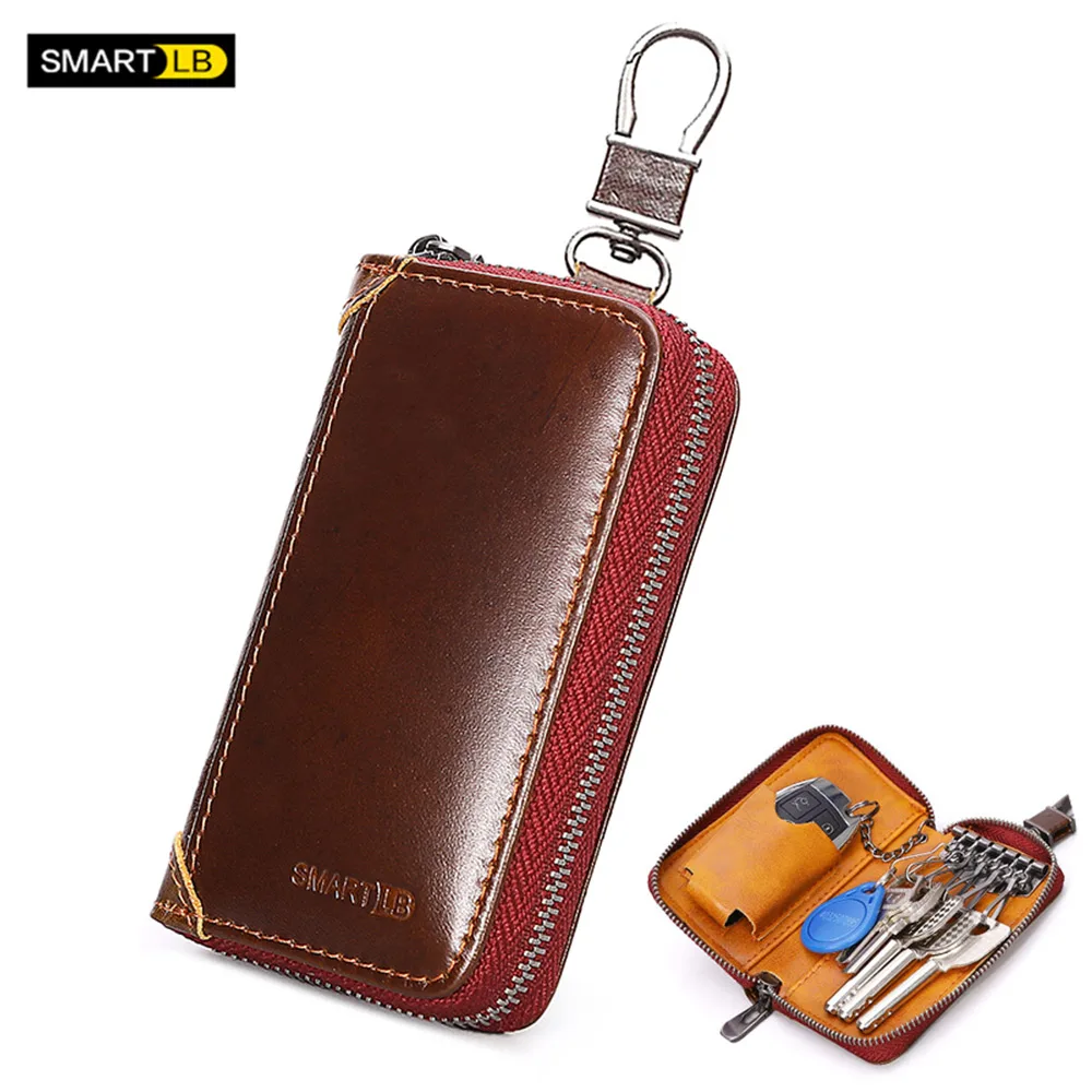 

100% натуральная кожа, автомобильный брелок для ключей, мужской чехол для автомобильного ключа, брелок-держатель, сумка на молнии, чехол для автомобильных ключей, органайзер, чехол