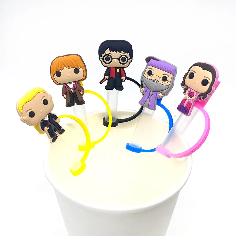 

1PCS PVC straw topper plant cartoon figure straw tips cover Universal Silicone Straw Plug Splash Proof Drinking Dust straw cap