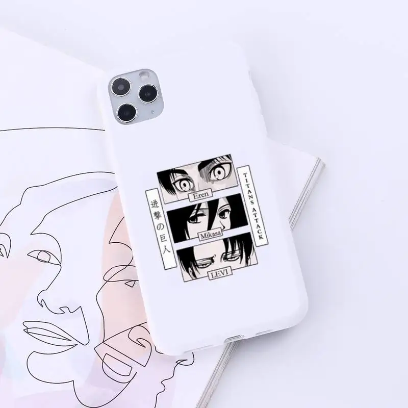 

Japan Anime Attack On Titan Phone Case Candy Color for iPhone 6 7 8 11 12 s mini pro X XS XR MAX Plus