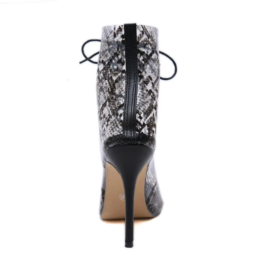 ELVIRAS/пикантные прозрачные сапоги из ПВХ со змеиным принтом Босоножки с открытым