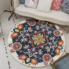 Европейские круглые ковры серии Мандала с цветами, домашние ковры, компьютерные коврики, фольклорный пользовательский бархатный тканевый ковер, декоративные напольные коврики
