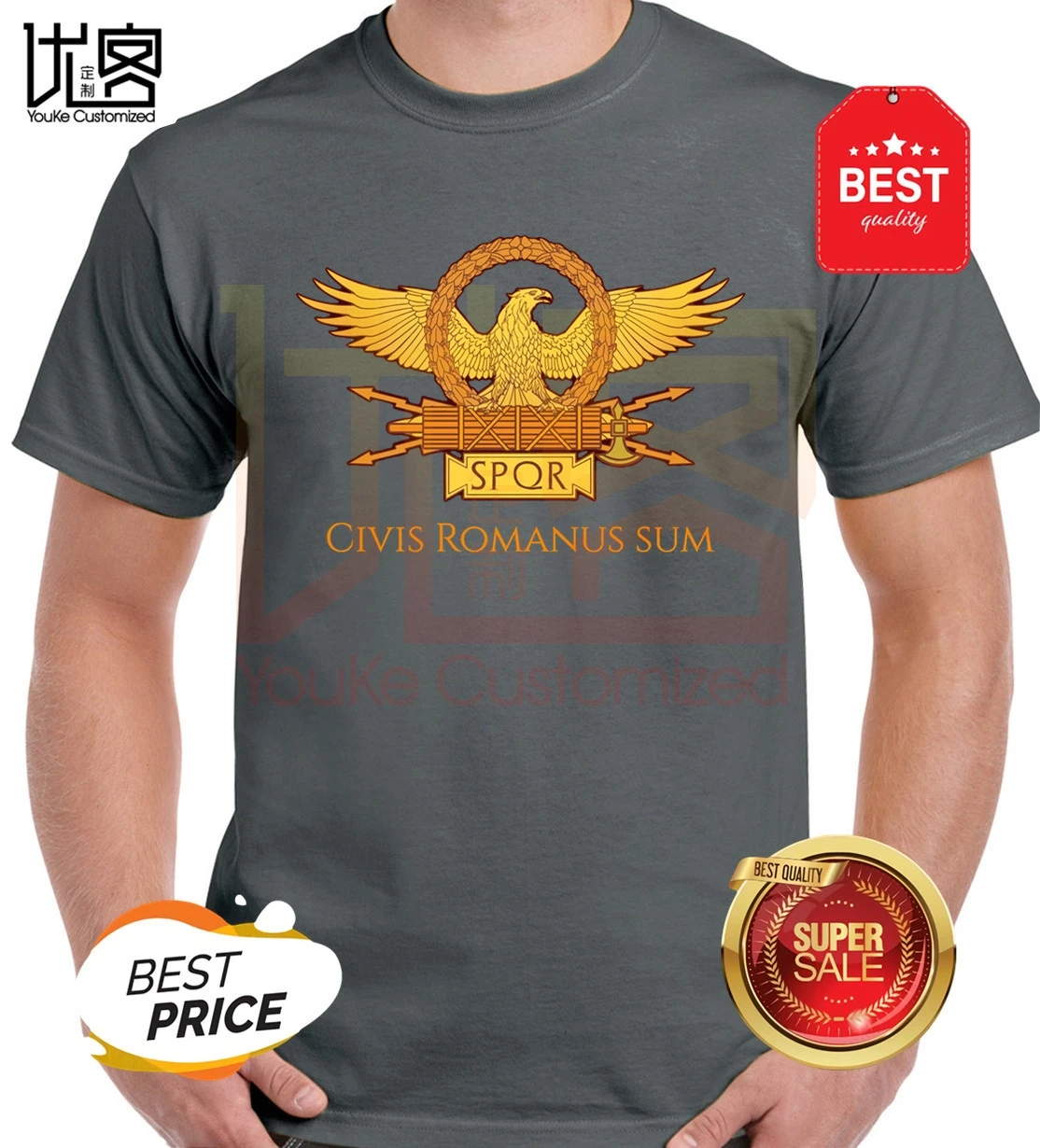 Civis Romanum Sum T-Shirt SPQR Roman Gladiator Imperial Golden Eagle 2020 Summer T Shirt | Мужская одежда