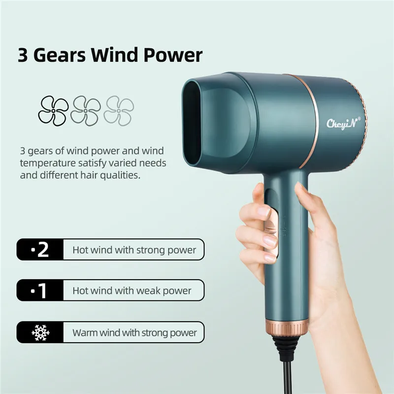 Профессиональный фен для волос 220 В с отрицательными ионами 2000 Вт мощный