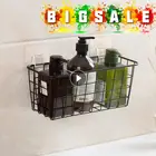 Корзина для хранения из кованого железа, прямоугольная, для дома, ванной, кухни, коробка для хранения приправ, Настенная подвесная стойка, Органайзер