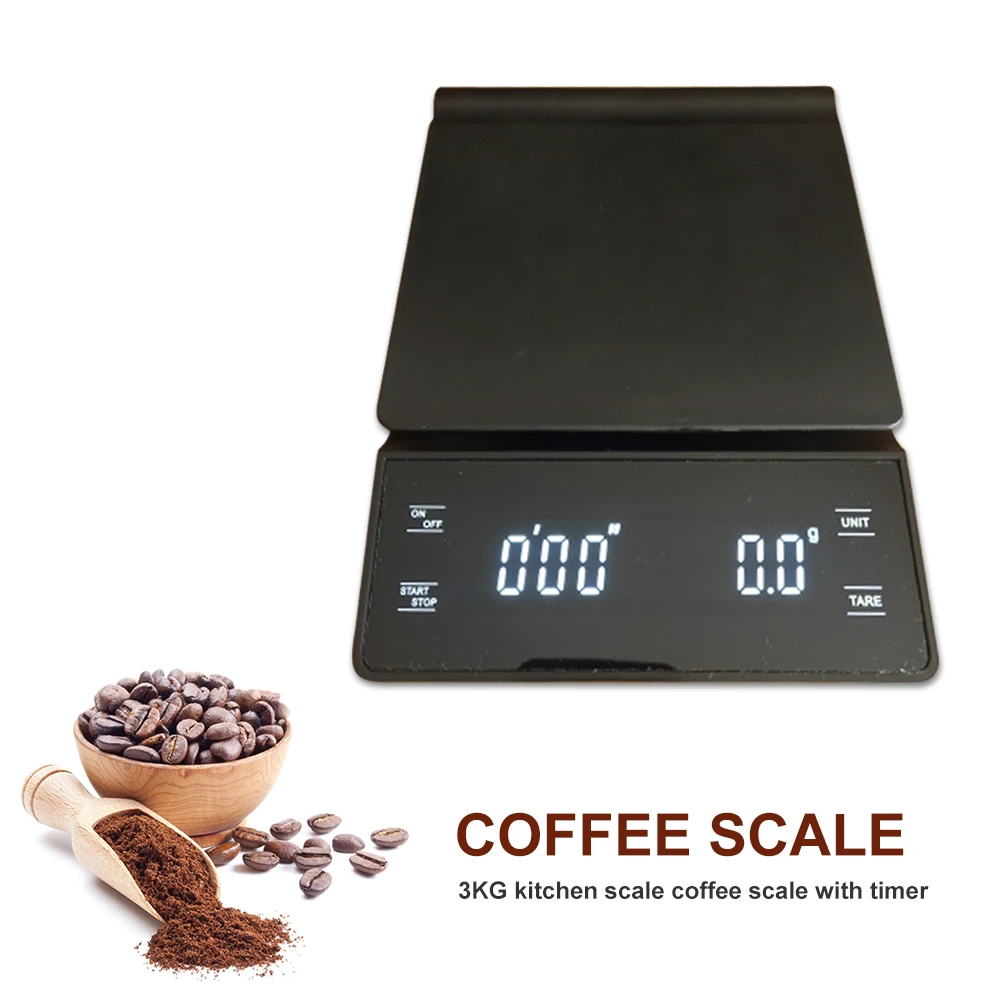 

Precision Coffee Scale Household Kitchen Food Jewelry Weight Balance Smart Digital Mini Scale with Timer LED Display Measuring T
