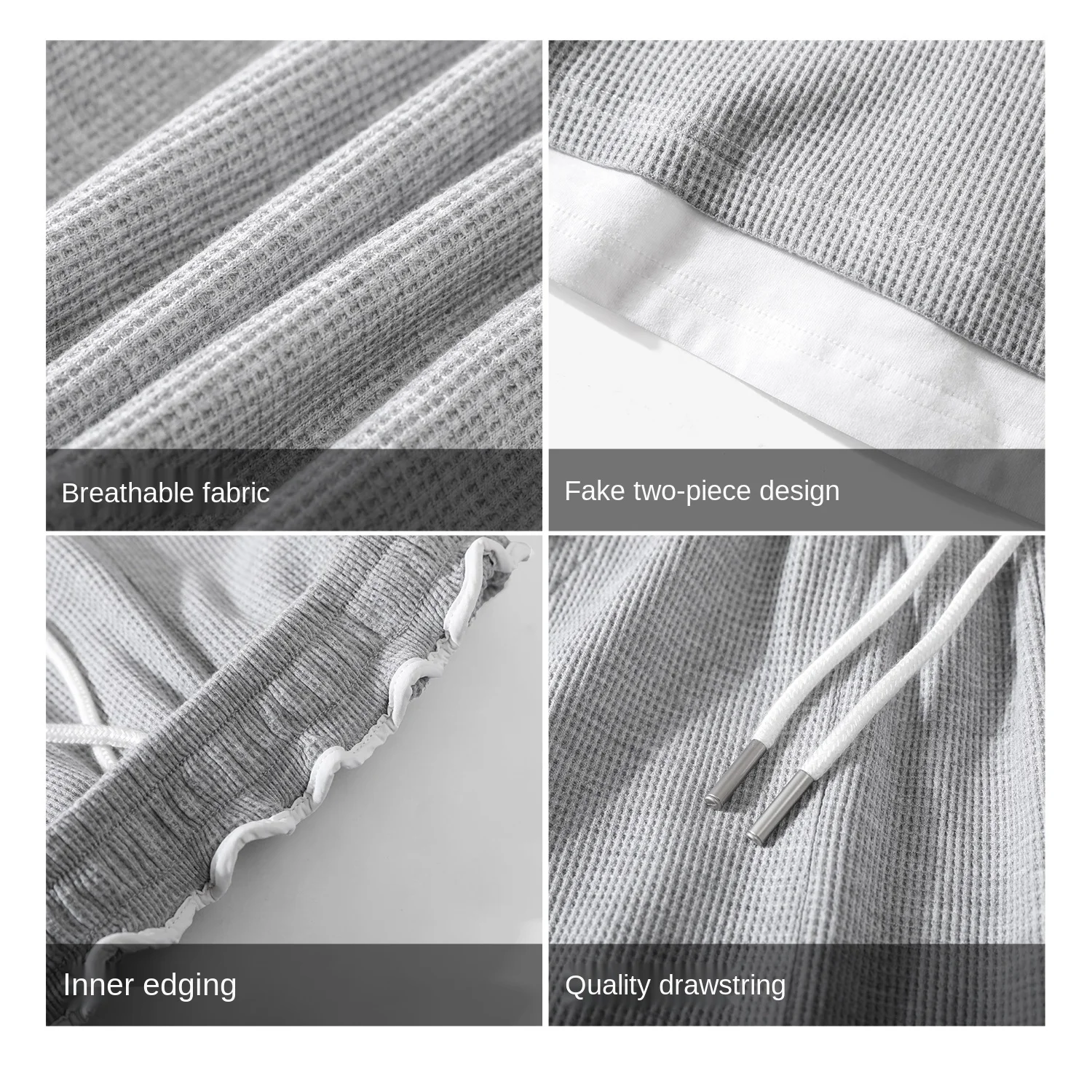 

Waffle Suit Men's Loose Casual Hooded Sweater Short-sleeved T-Shirt Sports Shorts Men's Handsome Youth Cotton Two-piece Suit