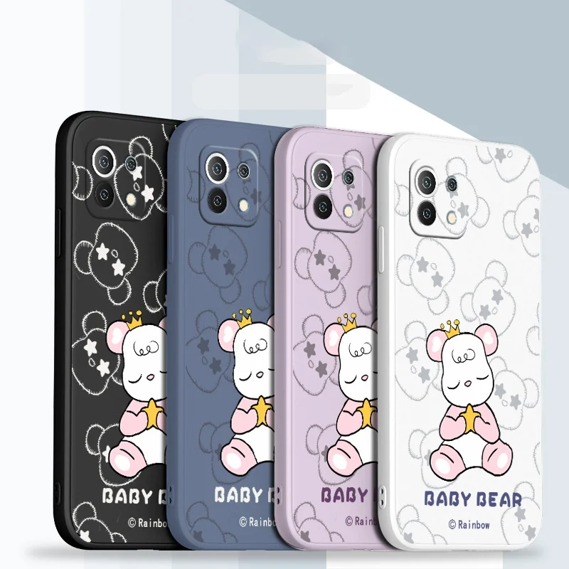 

Fresh Literary Bear Phone Case For Xiaomi Mi 11 10T 10T Pro 10 S lite Ultra 9T 9 8 Note 10 Pro Poco F3 F2pro X2 Silicone Cover