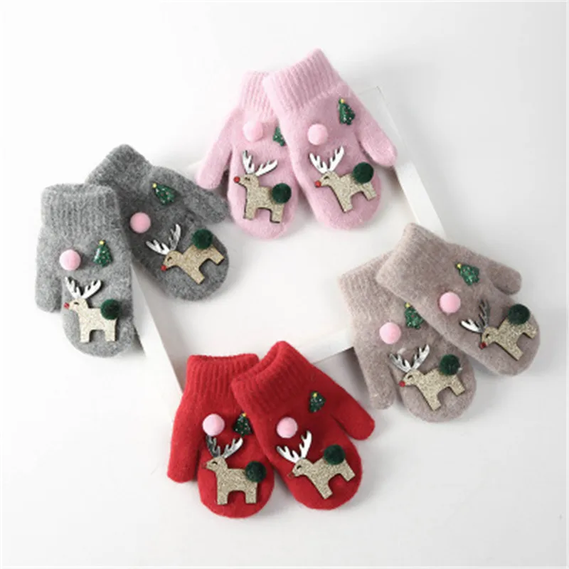 Мультяшные теплые зимние перчатки Рождественская елка Лось подарки плюшевые