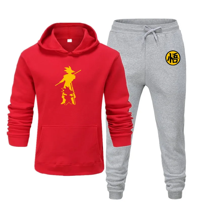 new men's hoodie suit autumn and winter warm clothing fashion printing street hoodie suit running jogging sports suit - Цвет: 14