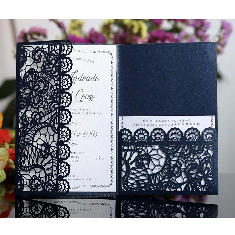 1 шт. элегантная лазерная резка Свадебная открытка на заказ визитка с RSVP
