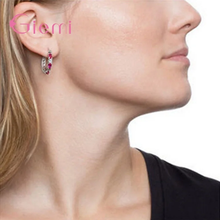 

Wedding Party 925 Sterling Silver Small Hoop Earrings Clear Zircon Oval Shaped Earrings For Women Earrings Ear Hooks Jewelry