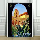 Винтажный постер на холсте для путешествий-Палермо, Сицилия, Италия, Арка-12x8 дюймов; Декоративная печать на стене, Картина на холсте