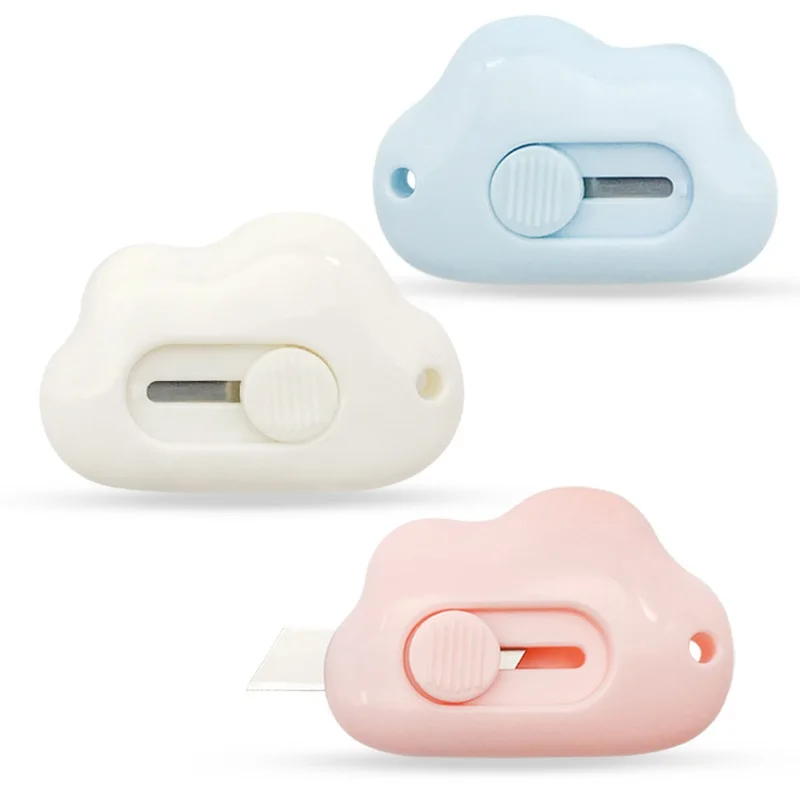

Mini Cute Cloud Utility Knife 9mm Safety Metal Blade Express Box Opener Paper Cutter Art Craft Wrapping Office School F359