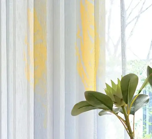 Transparent Tulle Американский кантри-стиль Romeantic белый желтый подорожник шторы с листьями для гостиной серый полуабажур ткань для спальни - Цвет: Transparent Tulle