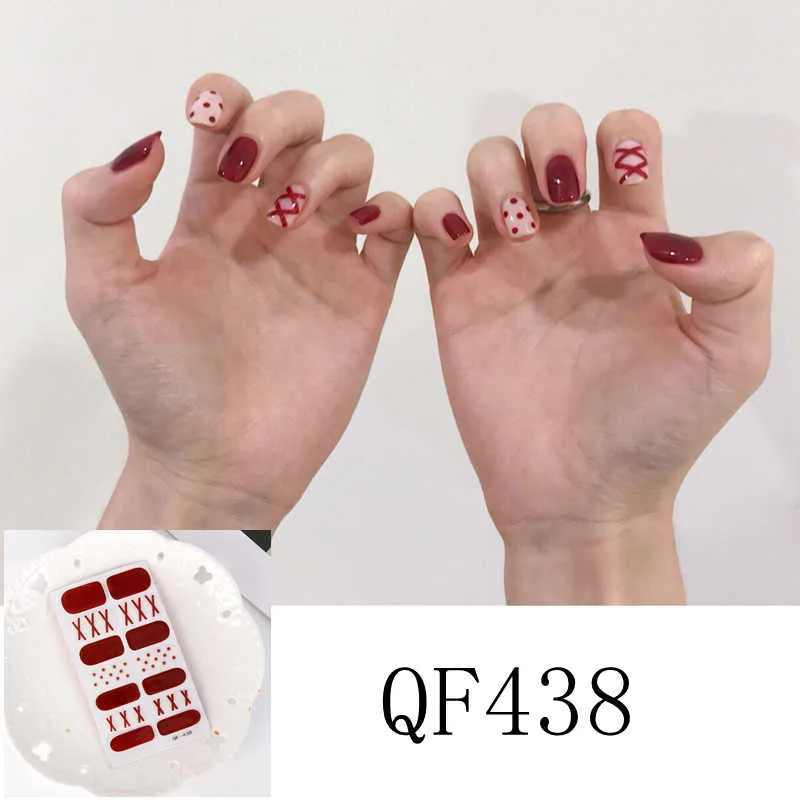 QF438 14 стикеров клубники, модные трендовые наклейки для ногтей, лаки для ногтей, летние наклейки, клеящиеся украшения для маникюра - Цвет: QF438