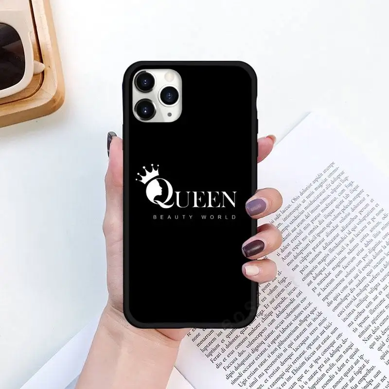 

King Queen Lovers Couple Phone Cases for iPhone 11 12 pro XS MAX 8 7 6 6S Plus X 5S SE 2020 XR Luxury brand shell funda coque