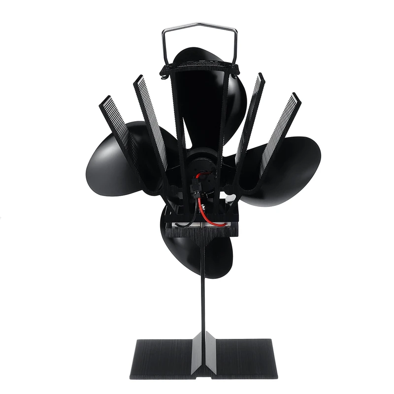 

Black 4 Blade Heat Powered Stove Fan Fireplace Fan Burner Eco Friendly Quiet Fan Home Fireplace Fan Efficient Heat Distribution
