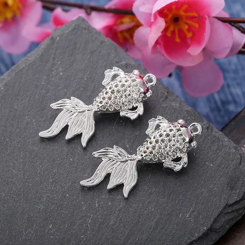 2019 Новинка 10 шт гальванизированные изделия из сплава золотой рыбки с кулонами diy