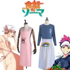 Еда войн Shokugeki Нет Сома Yukihira сумой Косплэй костюм форма футболка + фартук + повязка на голову + набор париков фартук с изображением медведя Красного парик