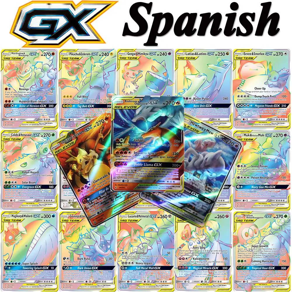 2021 новые карты Pokemon в испанском стиле команда GX VMAX тренажер энергия игра