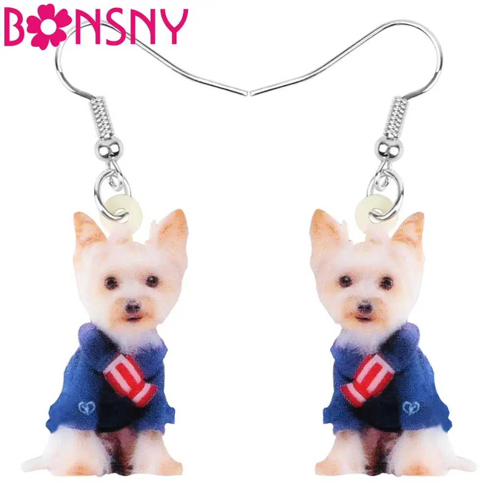 Акриловые серьги подвески в форме капли Bonsny для йоркширских собак ювелирные