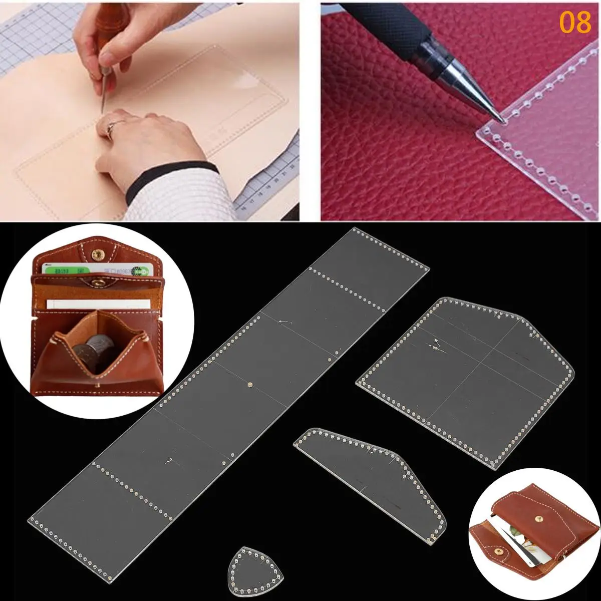 Акриловый прозрачный шаблон Рукоделие Набор DIY ремесло для кожаного кошелька сумка шаблон кожаные шаблоны ремесленные инструменты