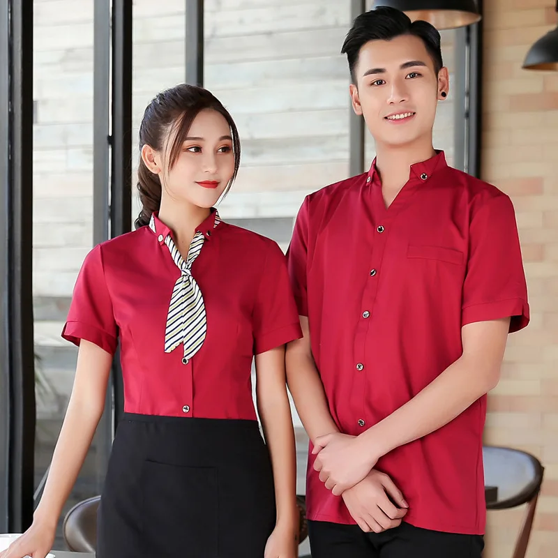 

Spot Hotel Work Men Women Catering Waiter Uniform Hot Pot Shop Work Ribbon